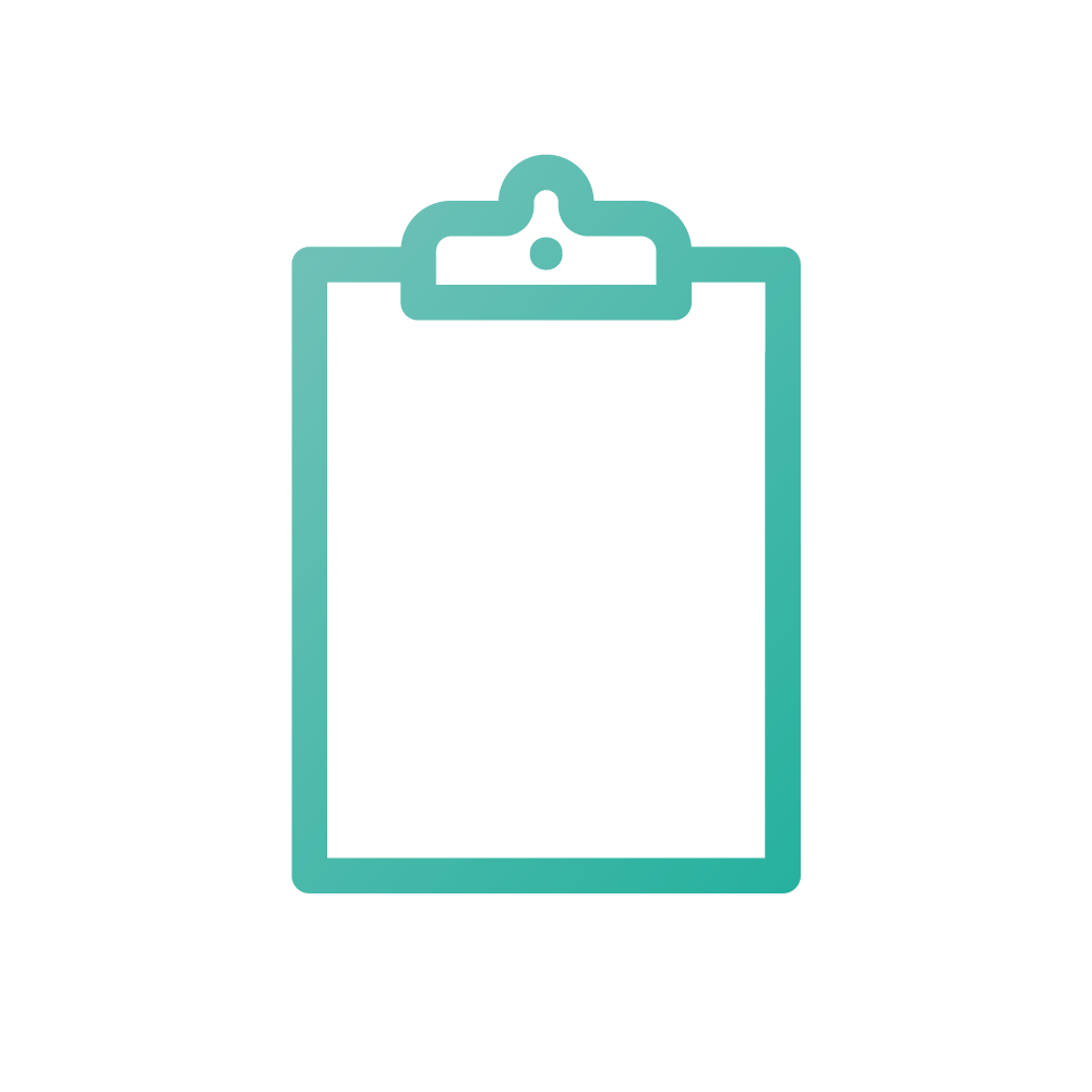 Teal icon with clipboard